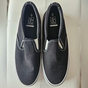 NOBO Black and White Slip-On Canvas Shoes Size 8